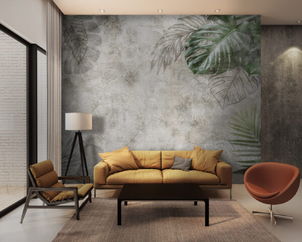 Elegant leaves on textured background