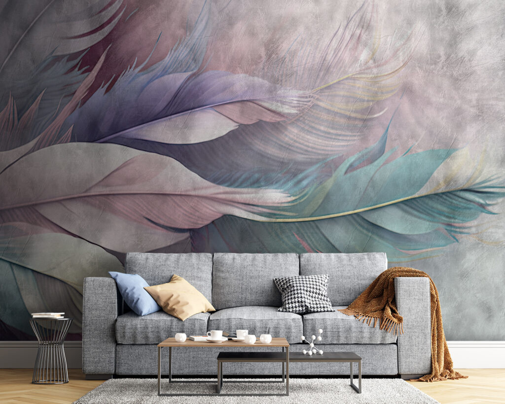 Group of feathers on a white background