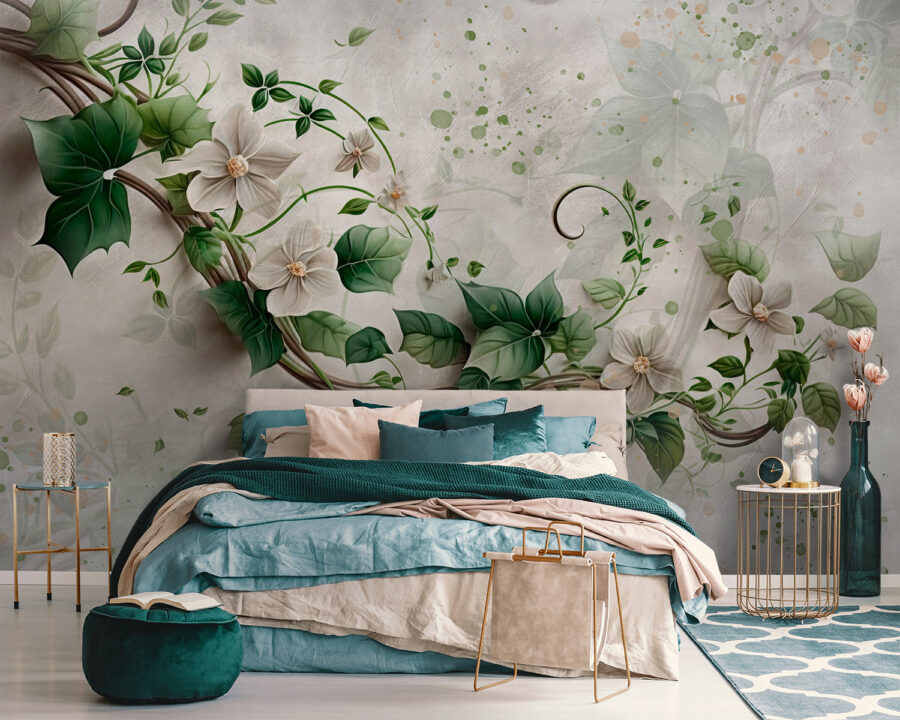 Fotomurales Pintura de flores y hojas - Imagen 3
