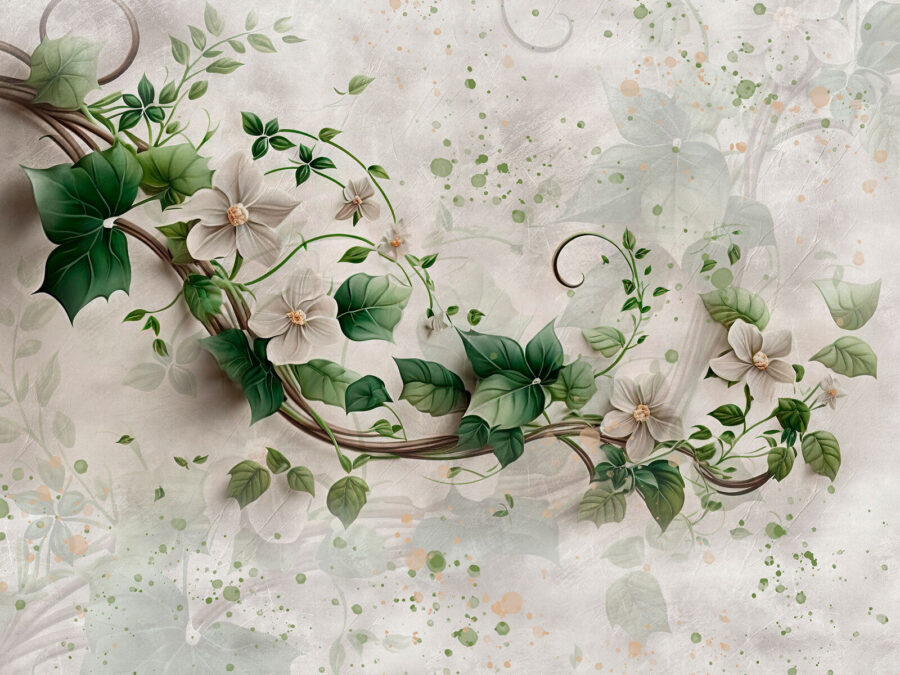 Fotomurales Pintura de flores y hojas - Imagen 10