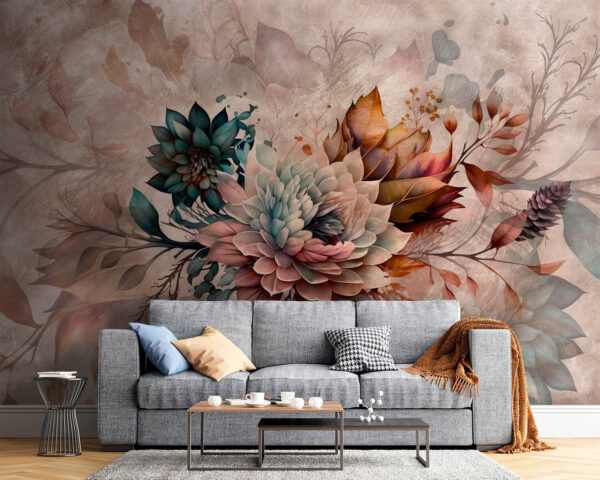 Pintura de flores y hojas Pintura de flores y hojas