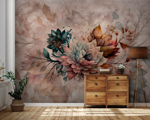 Pintura de flores y hojas Pintura de flores y hojas