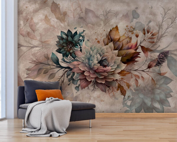 Pintura de flores y hojas Pintura de flores y hojas