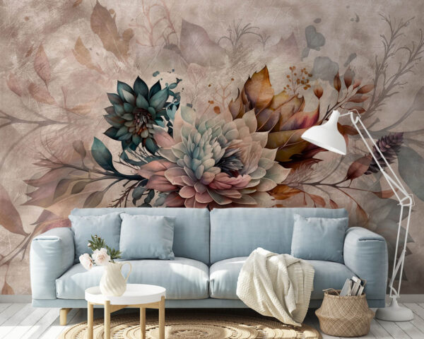 Pintura de flores y hojas Pintura de flores y hojas
