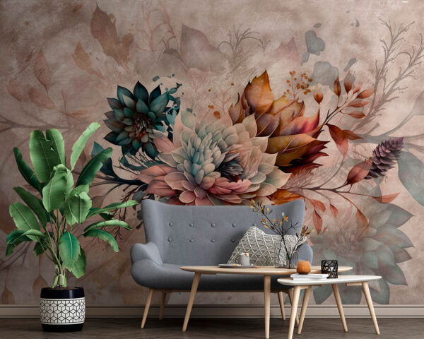 Pintura de flores y hojas Pintura de flores y hojas
