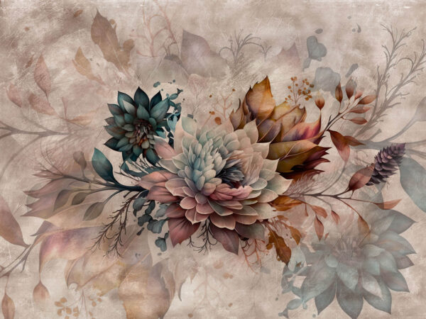 Pintura de flores y hojas Pintura de flores y hojas