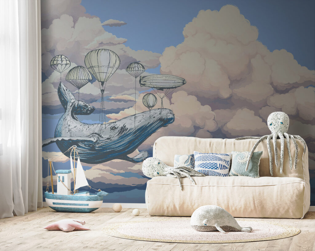 Whale with hot air balloons Whale with hot air balloons