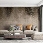 Fotomurales Hojas de palmera sobre un fondo texturizado