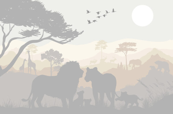 Grupo de animales en un paisaje Grupo de animales en un paisaje