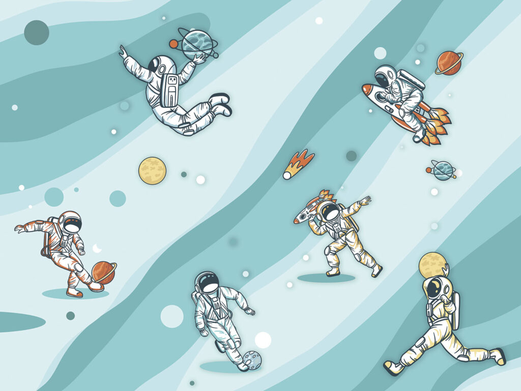 Grupo de astronautas en el espacio Grupo de astronautas en el espacio