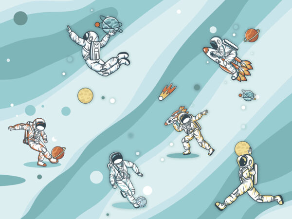 Grupo de astronautas en el espacio Grupo de astronautas en el espacio