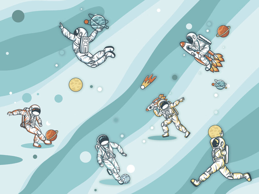 Grupo de astronautas en el espacio