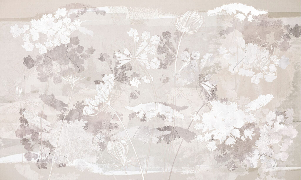 Motivo floral blanco y gris Motivo floral blanco y gris