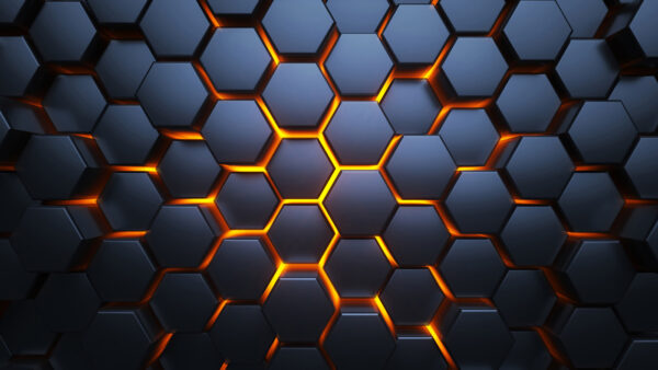 Hexágonos negros con luces naranjas Hexágonos negros con luces naranjas