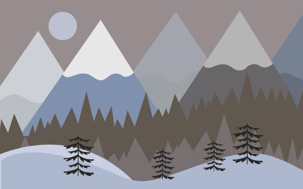 A mountain landscape with trees and snow A mountain landscape with trees and snow