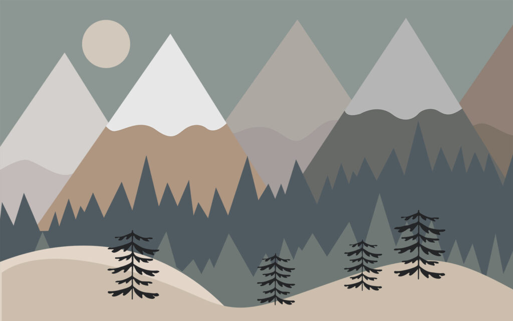 Mountain landscape with trees and mountains