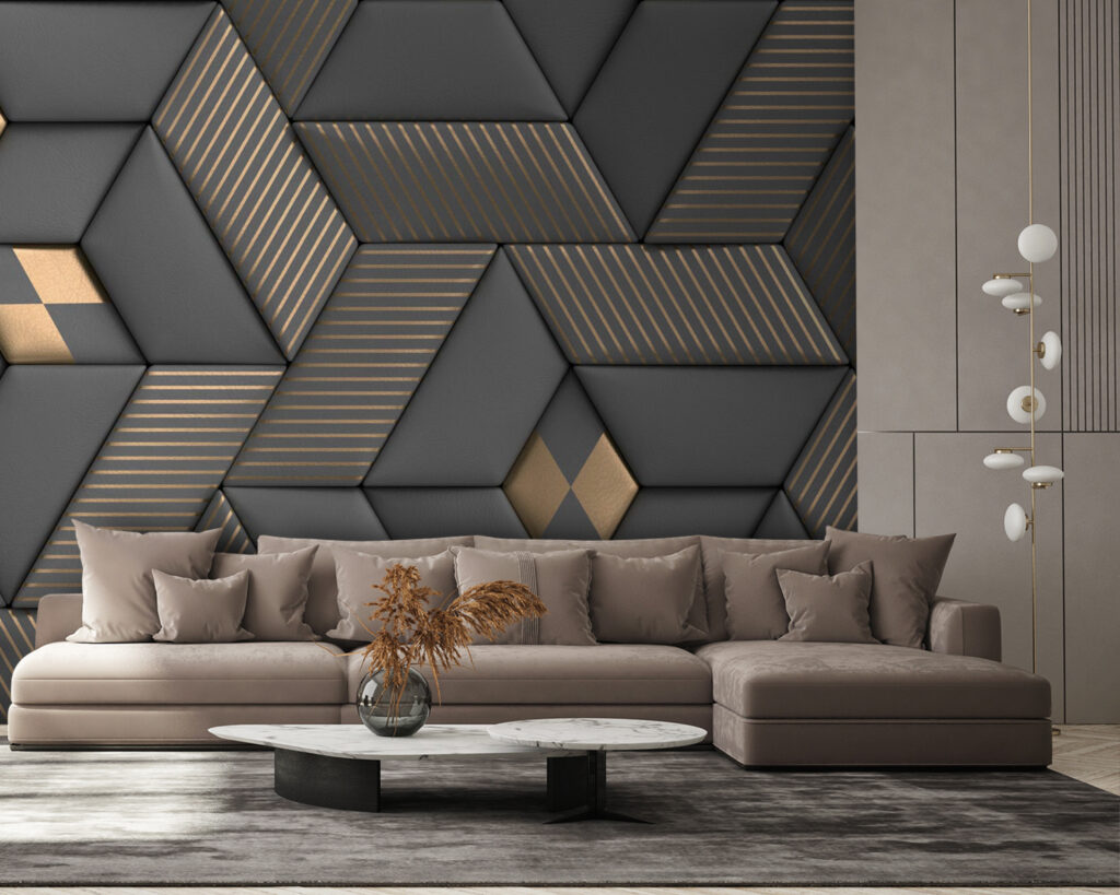 Geometric elegance in grays and brass