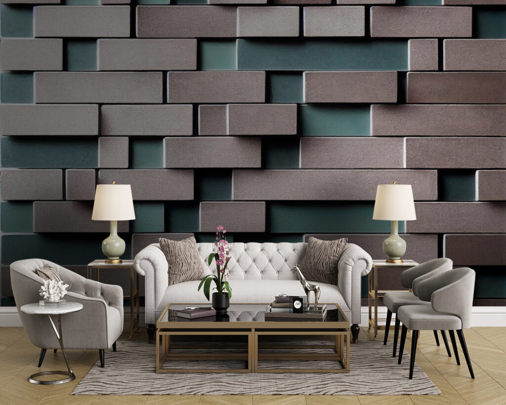 Wall of white and grey bricks