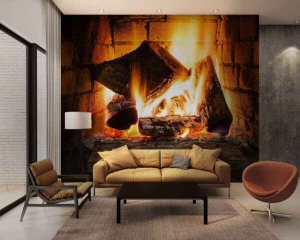 Fuego en una chimenea Fuego en una chimenea