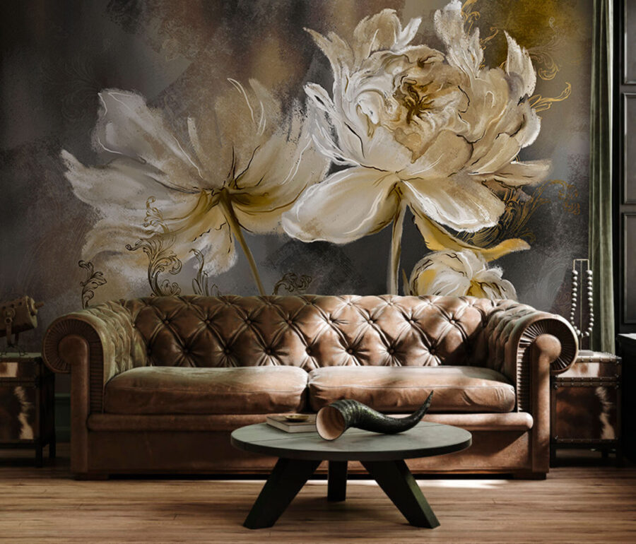 Pintura de flores sobre una superficie