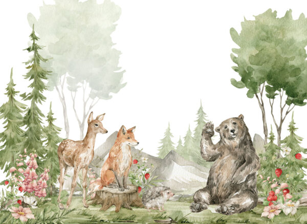 Acuarela de animales en el bosque Acuarela de animales en el bosque