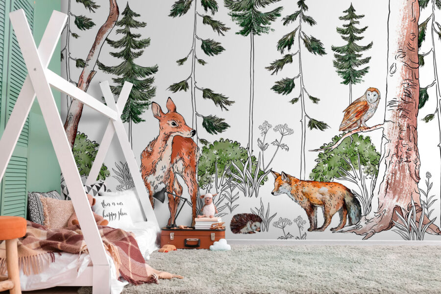 Grupo de animales en un bosque