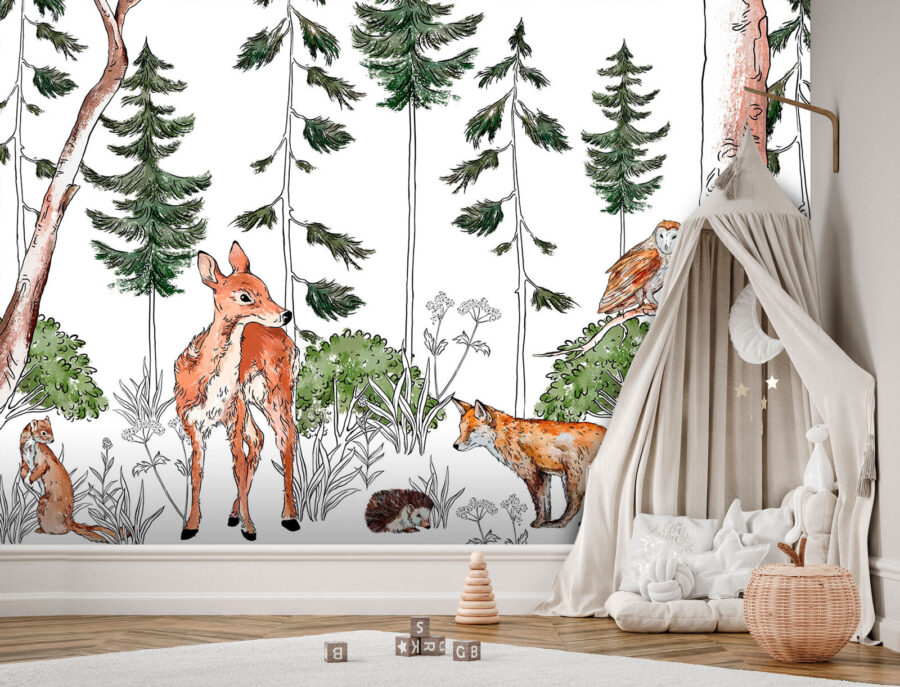 Grupo de animales en un bosque