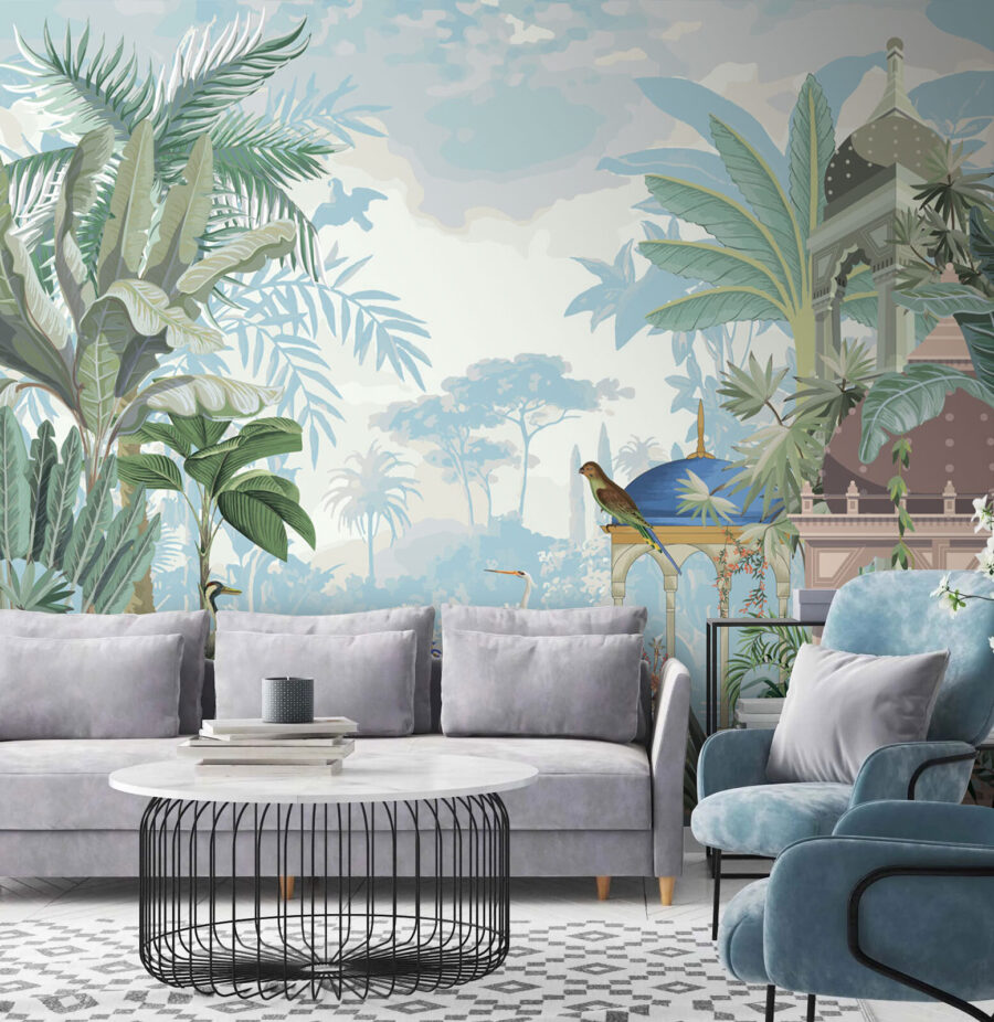 Mural de aves y plantas