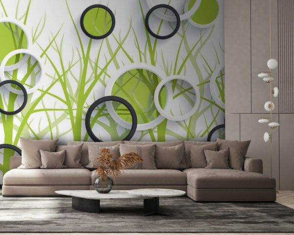 Papel pintado con círculos y árboles Papel pintado con círculos y árboles
