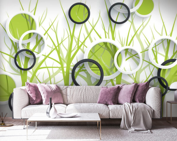 Papel pintado con círculos y árboles Papel pintado con círculos y árboles
