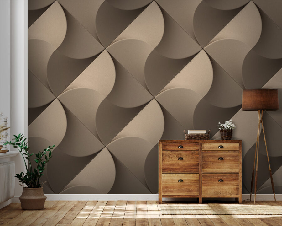 Pared con un patrón de círculos y cuadrados