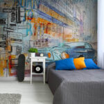 Fotomurales Dibujo de un coche en una esquina