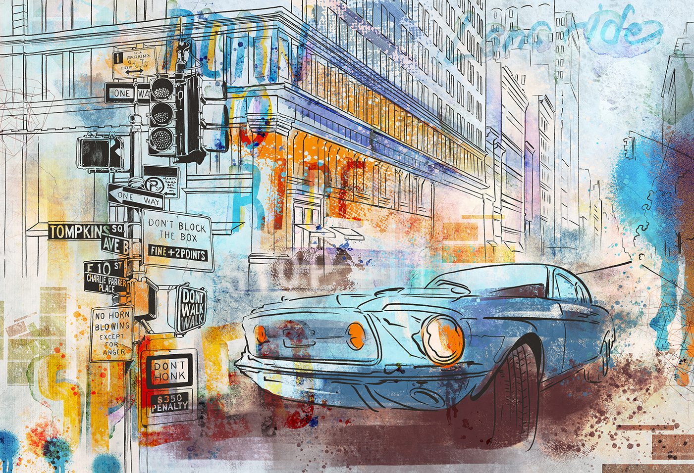 Dibujo de un coche en una esquina u75814p - Dibujo de un coche en una esquina