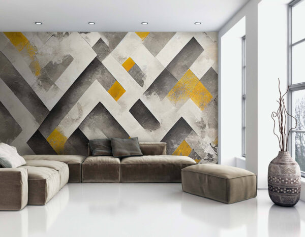 Pared pintada de gris y amarillo Pared pintada de gris y amarillo
