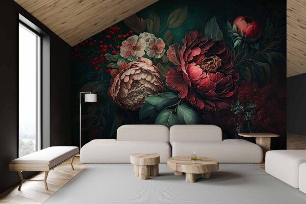 Pintura de flores y hojas Pintura de flores y hojas