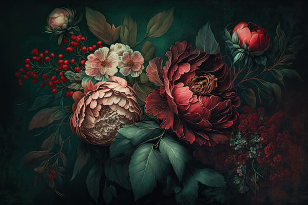 Pintura de flores y hojas Pintura de flores y hojas