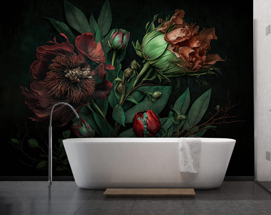 Flores elegantes con ricas texturas.