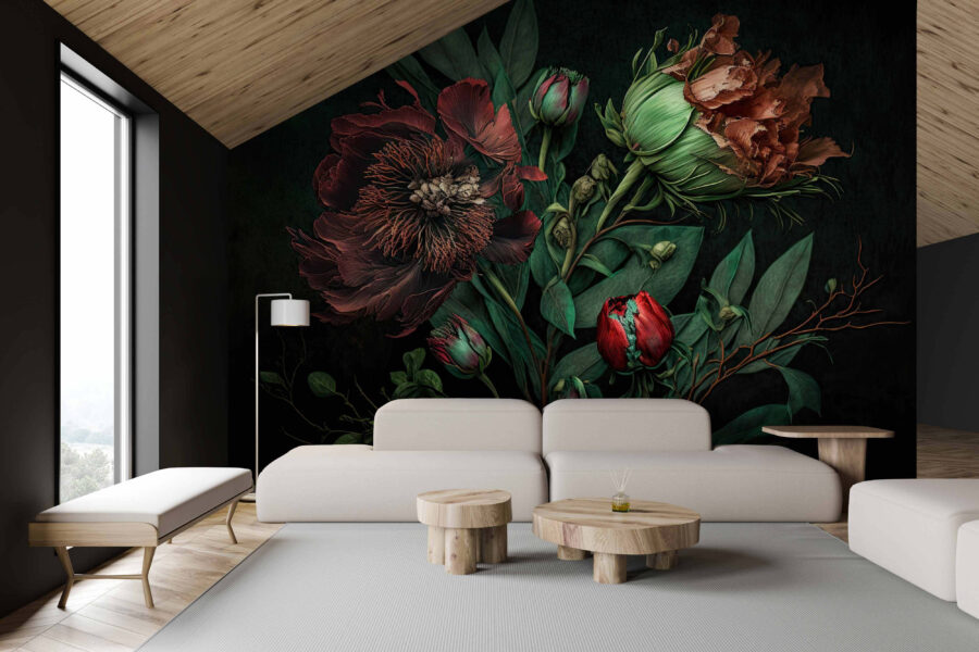Flores elegantes con ricas texturas.