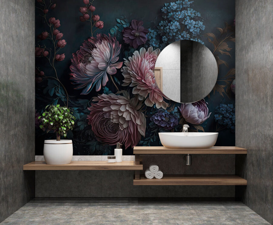 Pintura de flores sobre fondo oscuro Pintura de flores sobre fondo oscuro