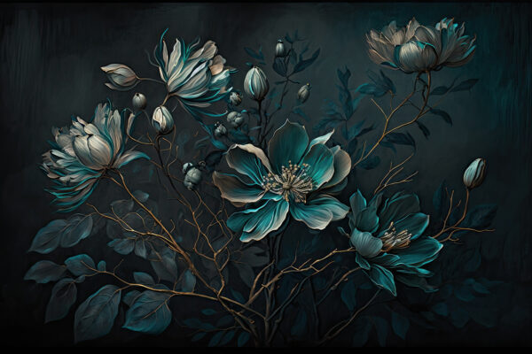 Pintura de flores sobre fondo negro Pintura de flores sobre fondo negro