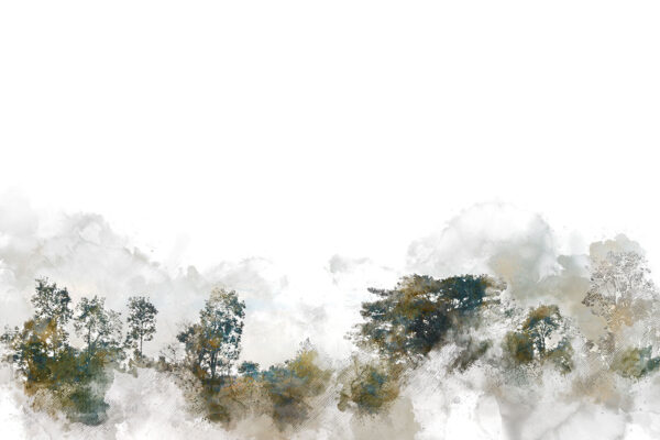 Acuarela de árboles y nubes Acuarela de árboles y nubes