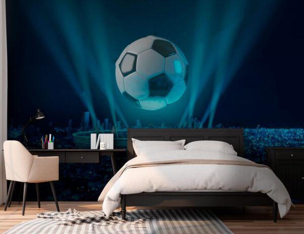 Balón de fútbol sobre un estadio Balón de fútbol sobre un estadio