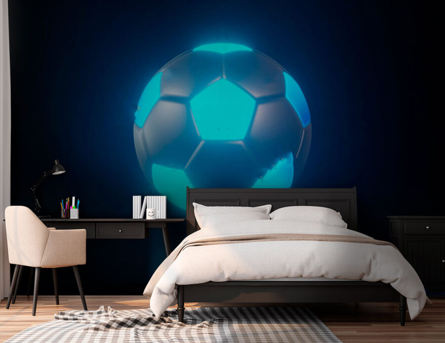 Balón de fútbol con luces azules