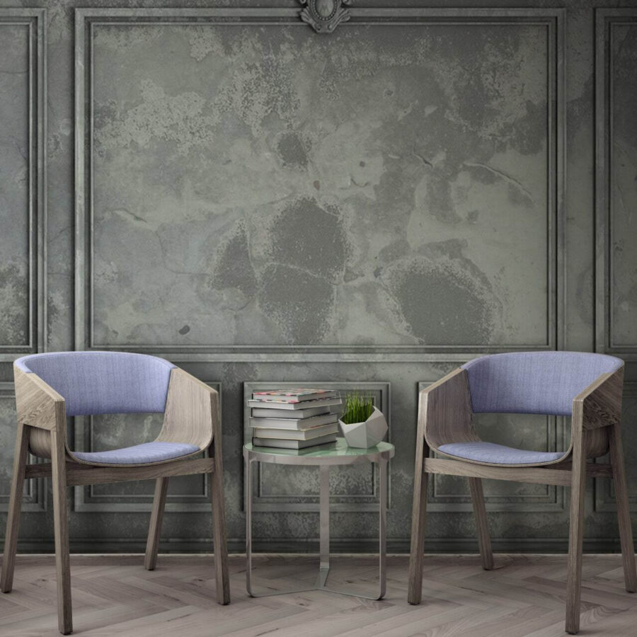 Pared gris con azulejos cuadrados