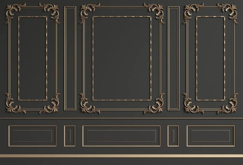 Elegante diseño de pared ornamentada en tonos oscuros