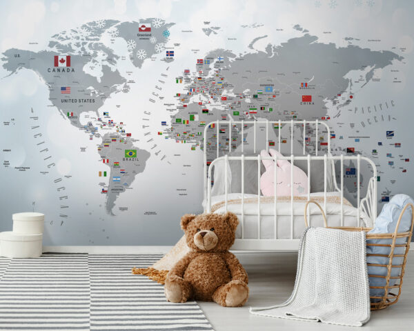 Map of the world with flags