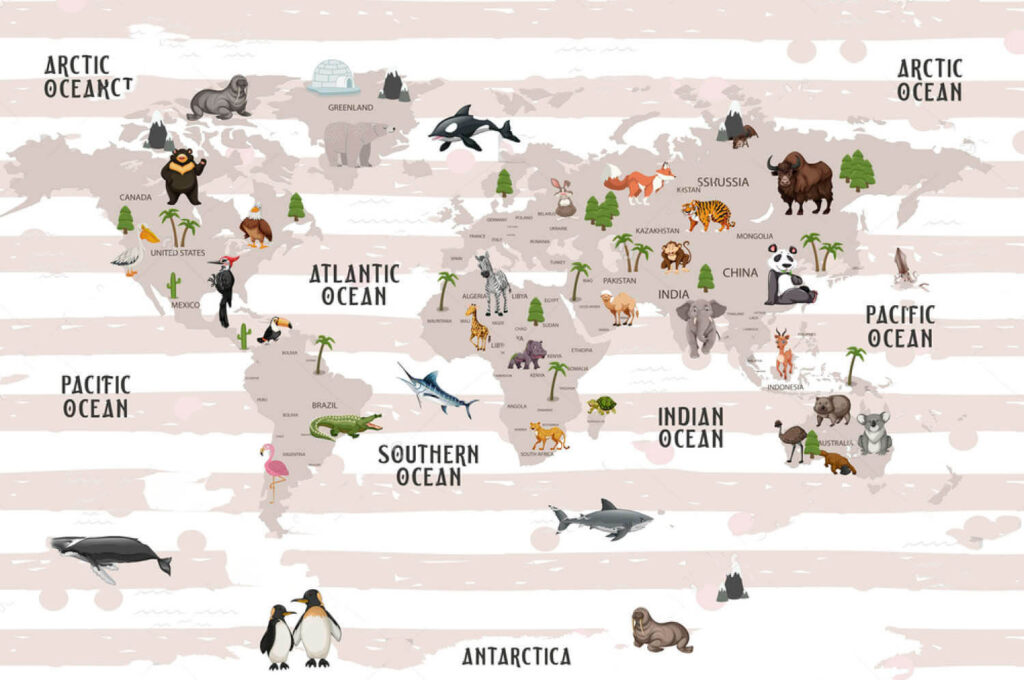 Mapa del mundo con animales Mapa del mundo con animales