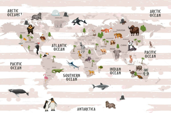 Mapa del mundo con animales Mapa del mundo con animales