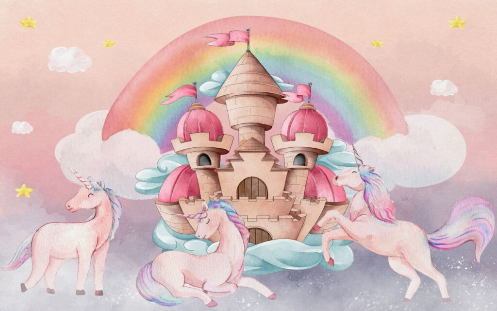 Unicornios y un castillo Unicornios y un castillo