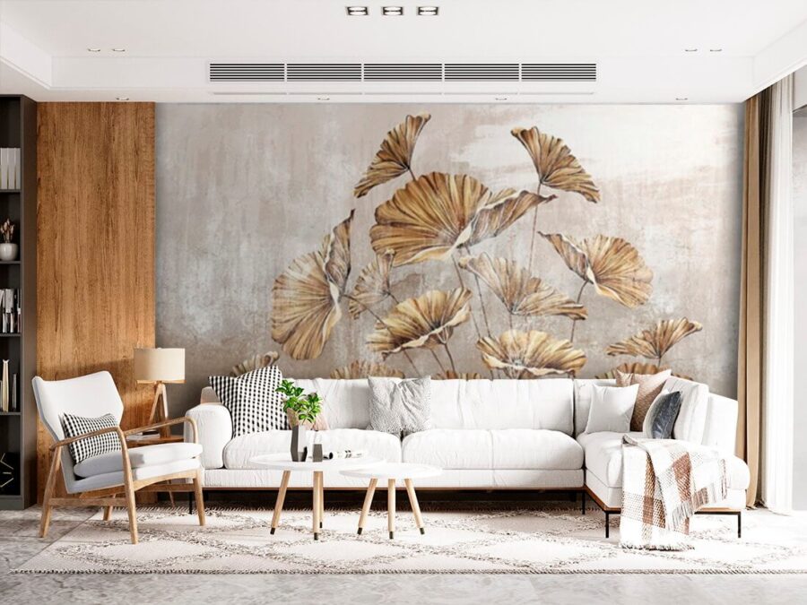 Pintura de hojas en una pared